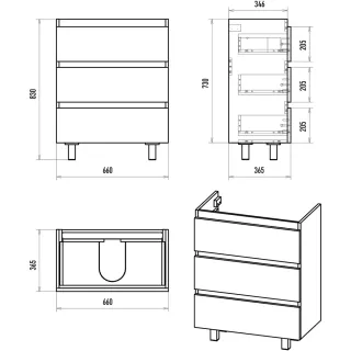 Напольная тумба под раковину Brevita Victory 66 VIC-07070-0103Я белый